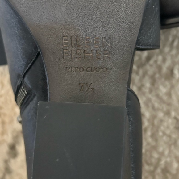 Eileen Fisher Drake Asymmetric Wrap Toe Side Zip Black Leather Bootie Size 7.5 - Picture 5 of 6
